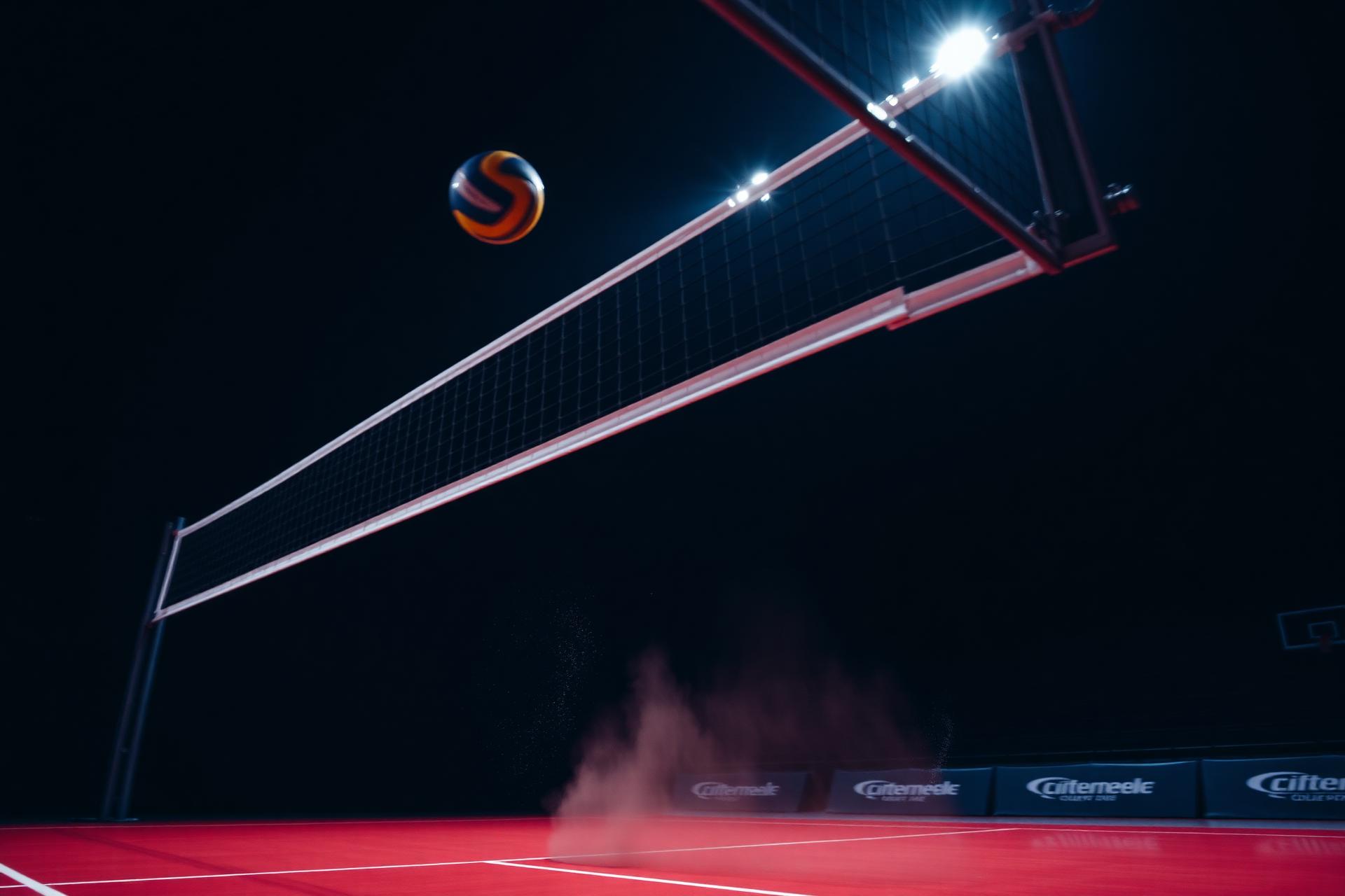 Volleyball spike at the net
